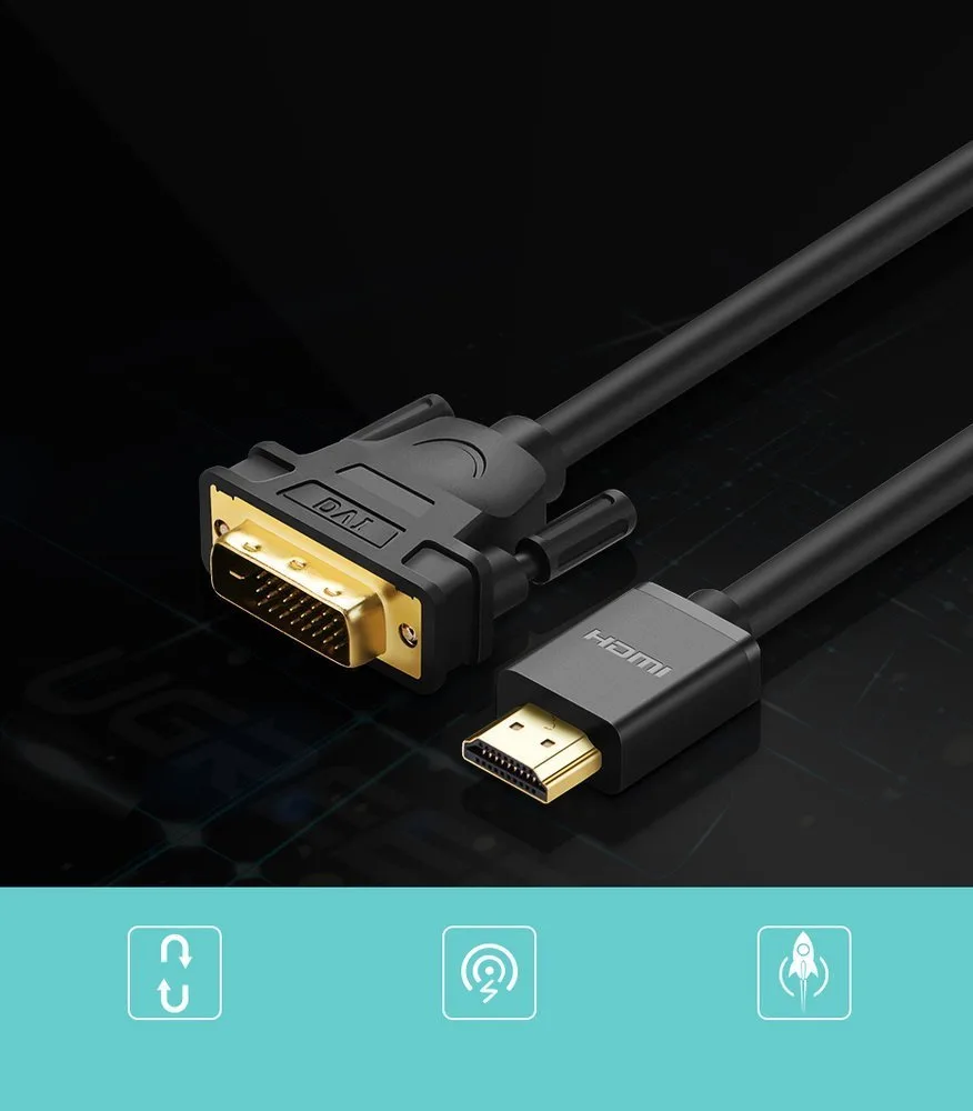 HDMI-zu-DVI-Adapterkabel, 4K 60 Hz, 30 AWG, 1 m, schwarz 3