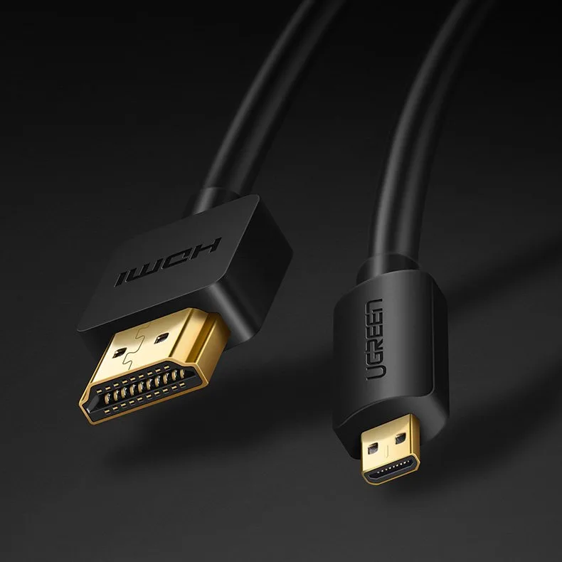 Kabel przewód przejściówka HDMI - micro HDMI 2.0v 4K 60Hz 30AWG 1.5m czarny 2