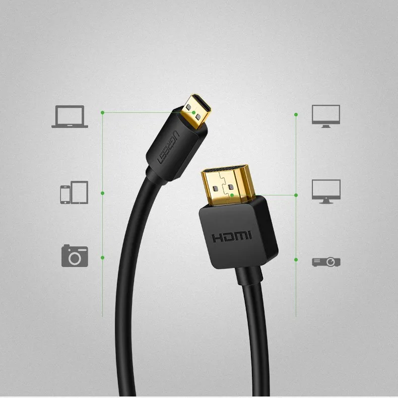 Kabel przewód przejściówka HDMI - micro HDMI 2.0v 4K 60Hz 30AWG 1.5m czarny 9