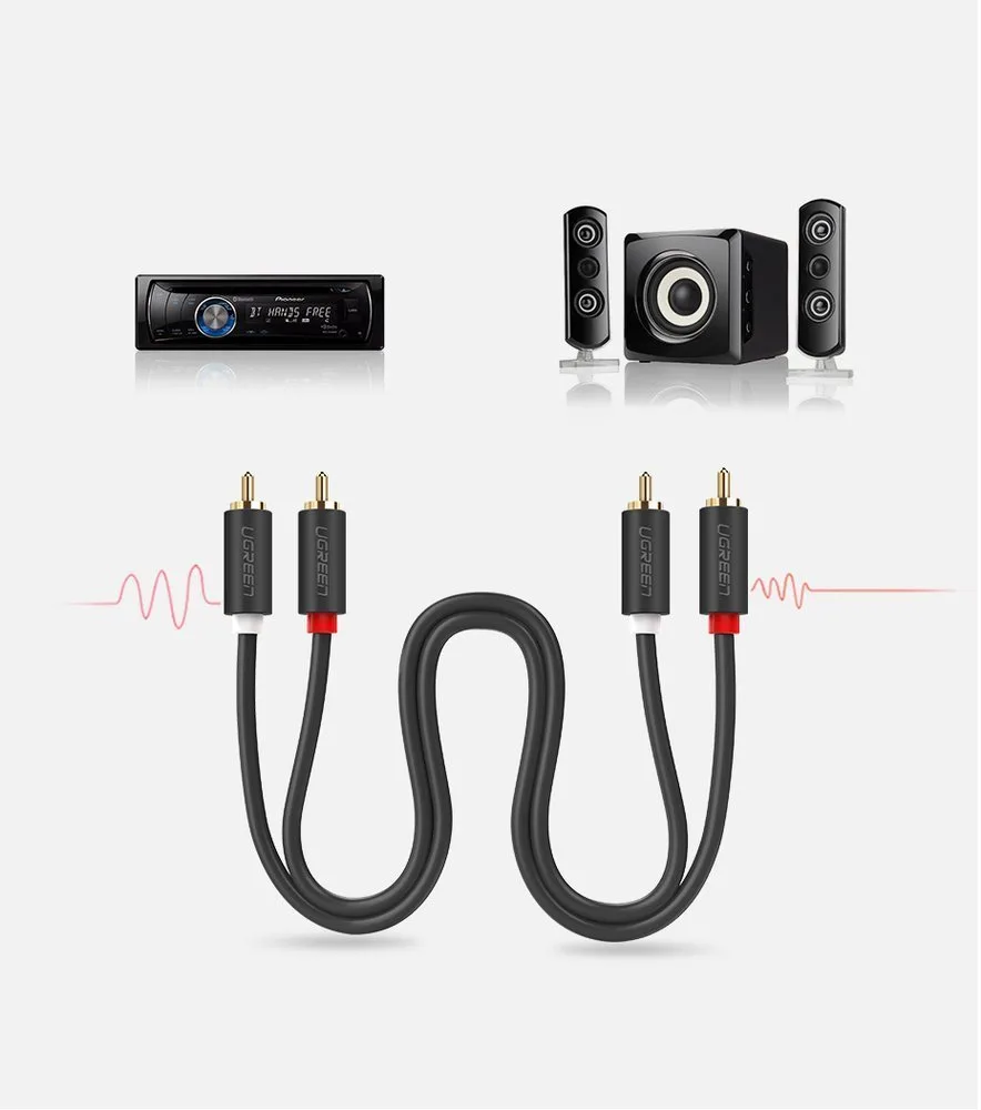 Kabel przewód stereo audio video 2 RCA 2x Cinch 5m szary 11