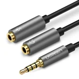3,5 mm mini jack AUX + stereo mikrofon / slušalice razdjelnik, 20 cm, srebrni