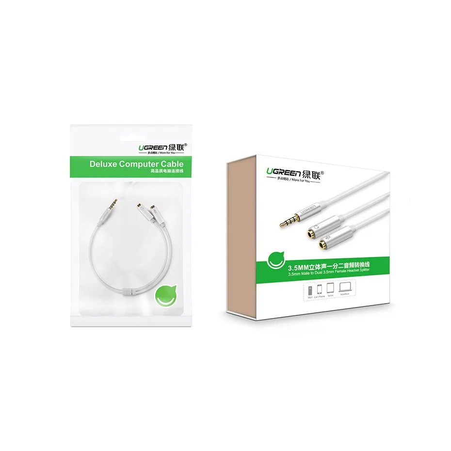 3.5 mm mini jack AUX + stereo microphone headphone splitter, 20 cm, silver 11