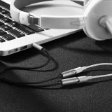 3,5 mm mini jack AUX + stereo mikrofon / slušalice razdjelnik, 20 cm, srebrni 3
