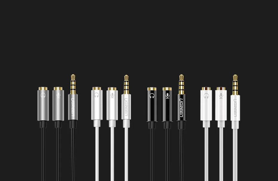 3.5 mm mini jack AUX + stereo microphone headphone splitter, 20 cm, silver 9