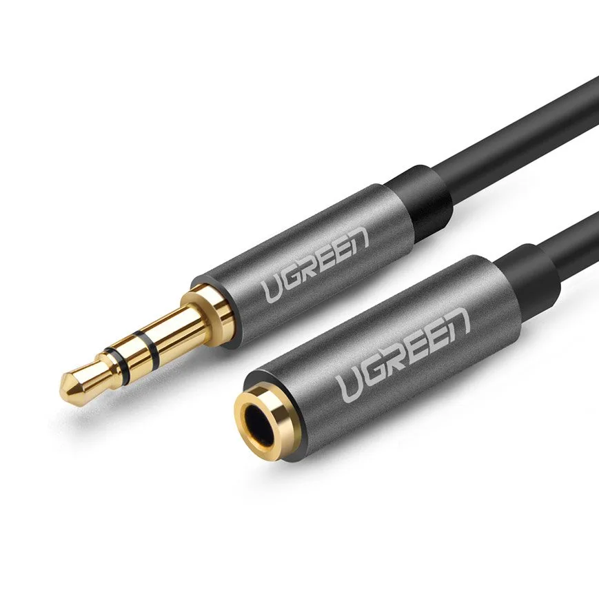 AUX 3,5 mm-es mini jack 1 m-es ezüst színű fejhallgató-hosszabbító kábel
