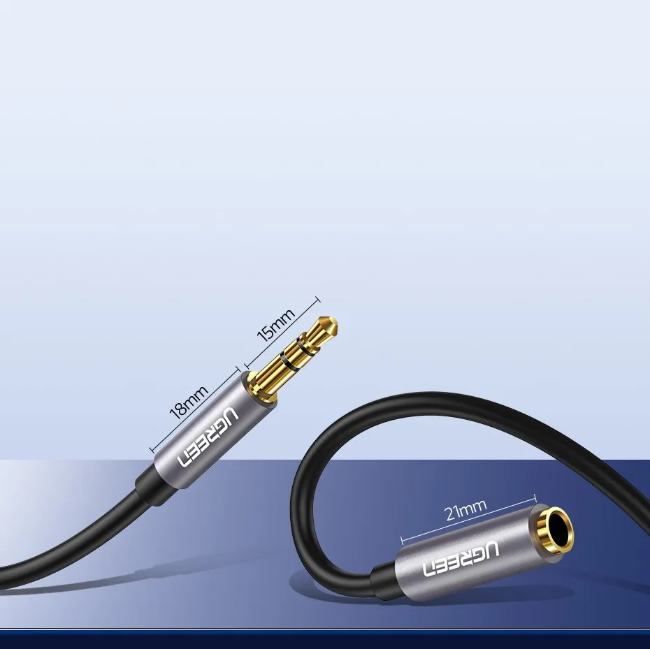 AUX 3,5 mm mini jack 1 m strieborný predlžovací kábel pre slúchadlá 10