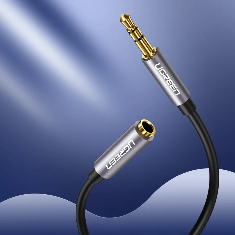 AUX 3,5 mm mini jack 1 m strieborný predlžovací kábel pre slúchadlá 2