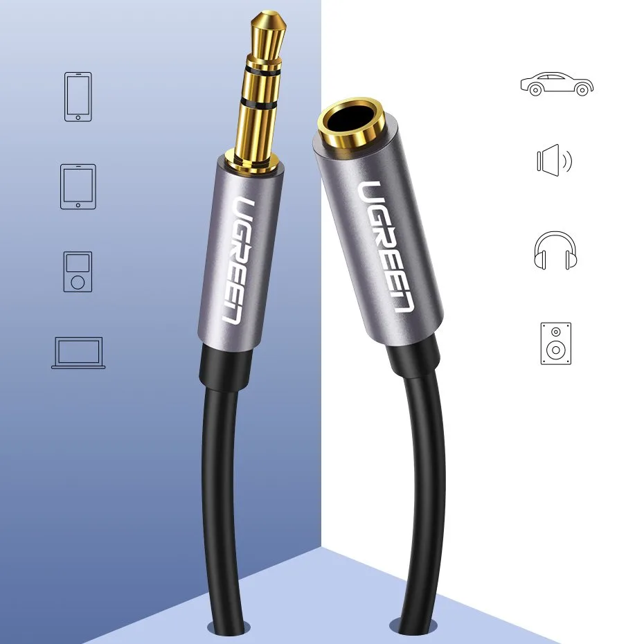 AUX 3,5 mm mini jack 1 m strieborný predlžovací kábel pre slúchadlá 4