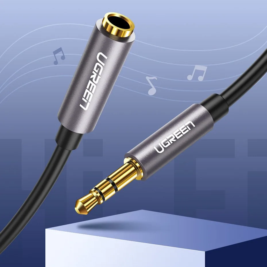AUX 3,5 mm mini jack 1 m strieborný predlžovací kábel pre slúchadlá 6