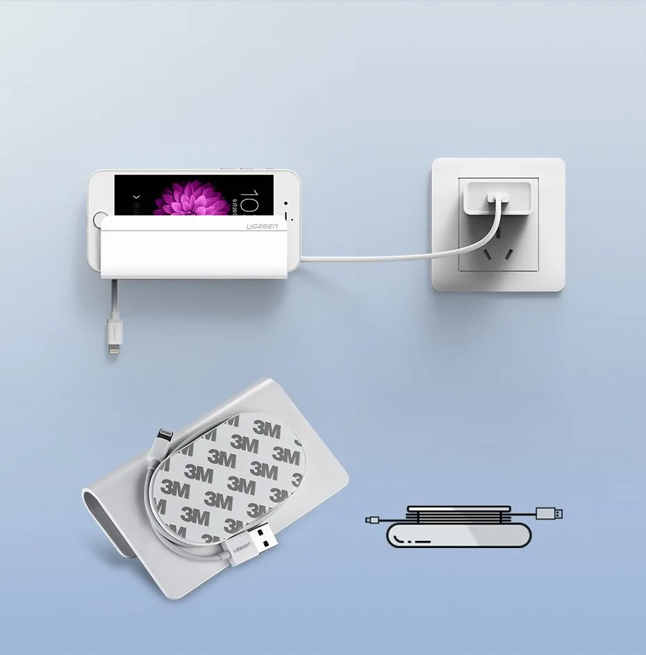 Wall-mounted phone/tablet/smartphone charging shelf, white 9