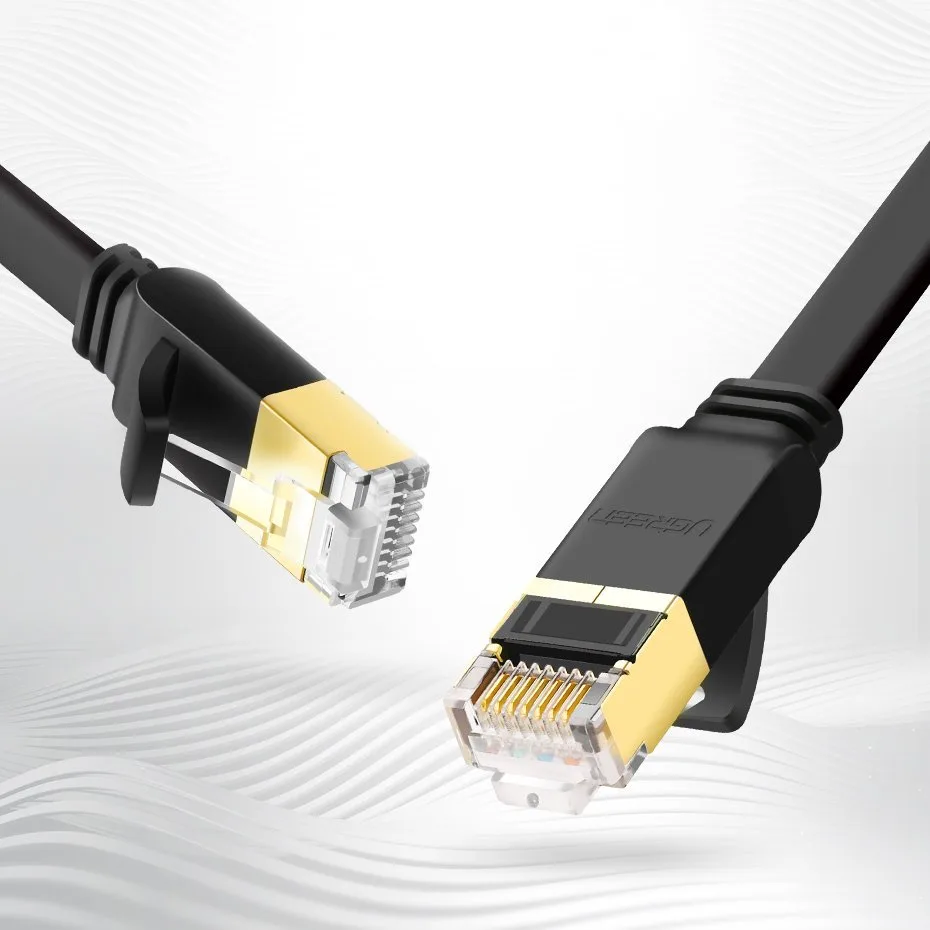 Lapos patch kábel, STP RJ45 Cat 7 10 Gbps 10 m fekete LAN kábel 11