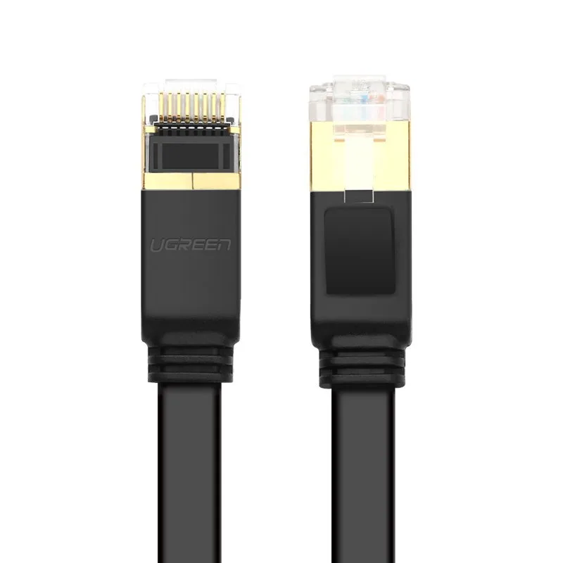 Lapos patch kábel, STP RJ45 Cat 7 10 Gbps 10 m fekete LAN kábel 2
