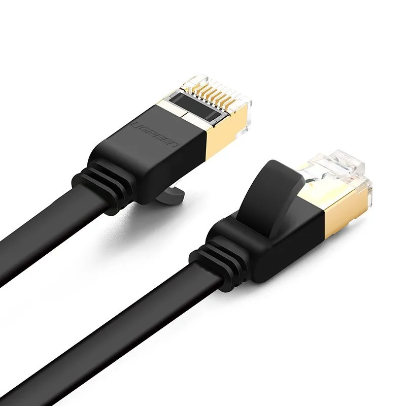 Lapos patch kábel, STP RJ45 Cat 7 10 Gbps 10 m fekete LAN kábel 3