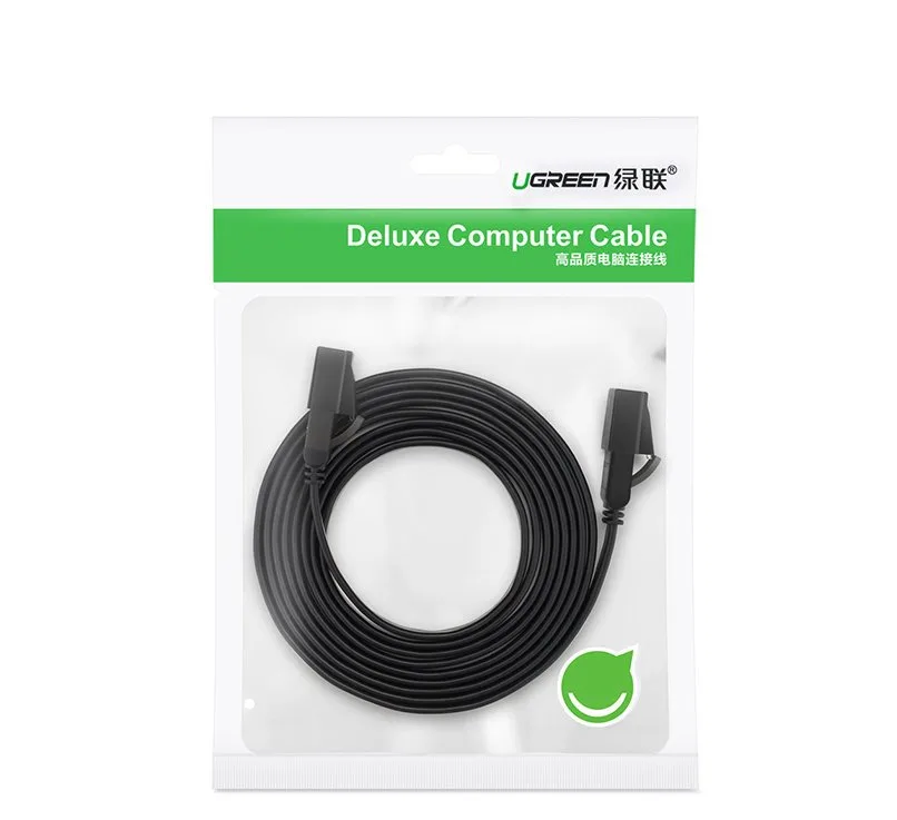 Lapos patch kábel, STP RJ45 Cat 7 10 Gbps 10 m fekete LAN kábel 5