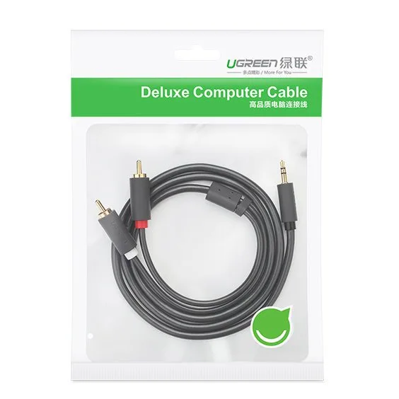 3,5 mm-es női mini jack – 2x férfi RCA audio kábel, 25 cm, szürke 4