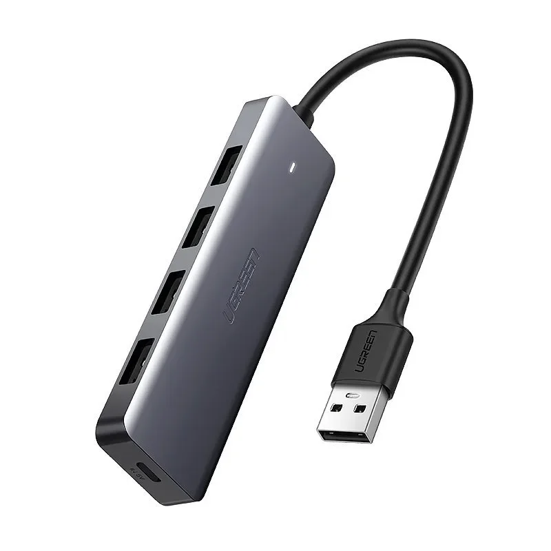 USB port hub – 4x USB 3.2 mikro USB tápcsatlakozóval, szürke USB port hub – 4x USB 3.2 mikro USB tápcsatlakozóval, szürke