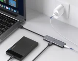USB port hub – 4x USB 3.2 mikro USB tápcsatlakozóval, szürke 10
