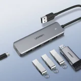USB port hub – 4x USB 3.2 mikro USB tápcsatlakozóval, szürke 2