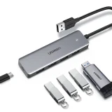 USB port hub – 4x USB 3.2 mikro USB tápcsatlakozóval, szürke 3