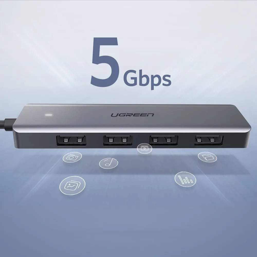 USB-C Hub - 4x USB 3.2 with USB-C power port, gray 3