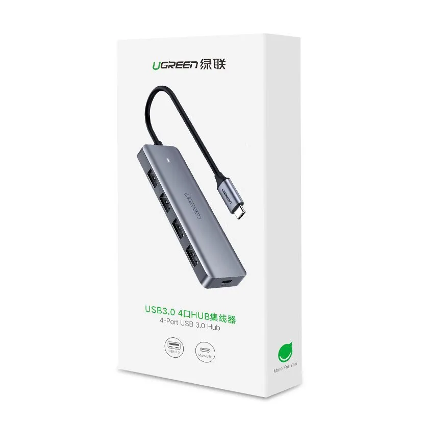 Hub USB-C - 4x USB 3.2 cu port de alimentare USB-C, gri 5