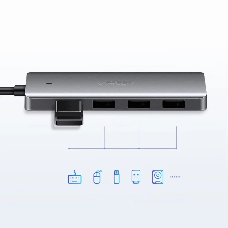 Hub USB-C - 4x USB 3.2 cu port de alimentare USB-C, gri 7