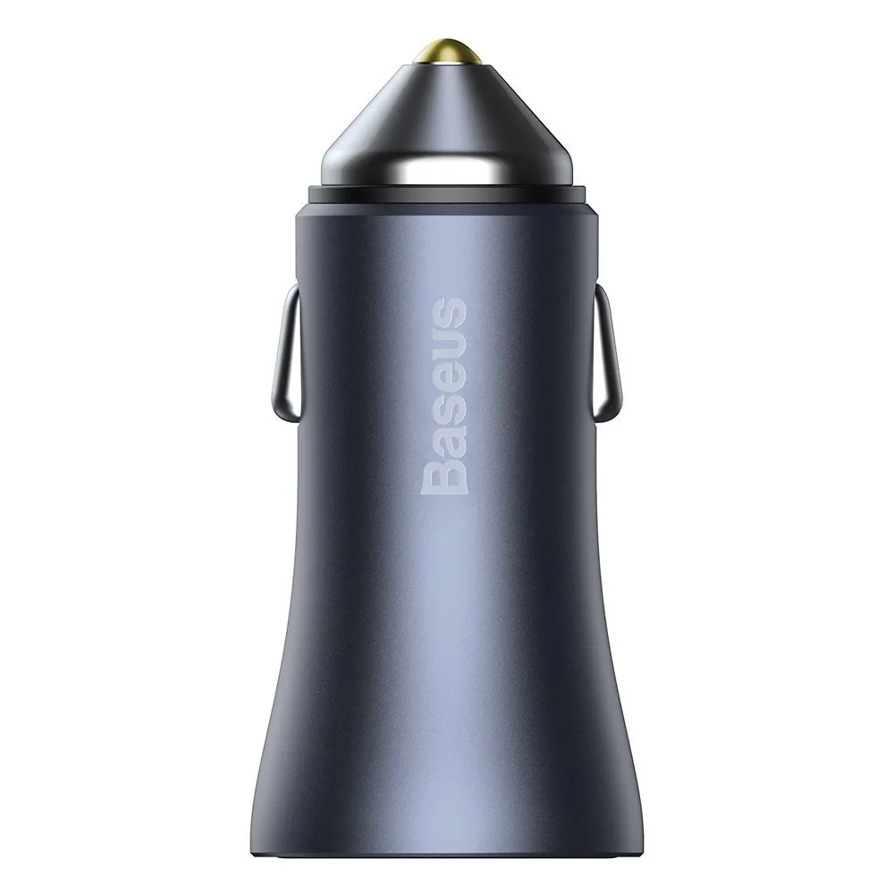 40 W-os PD QC USB-C / USB gyors autós töltő + USB-C kábel (szürke)