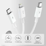 3-in-1 universal USB cable - Lightning / USB-C / micro USB 3.5A 1.5m blue 11