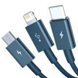 3-in-1 universal USB cable - Lightning / USB-C / micro USB 3.5A 1.5m blue 2