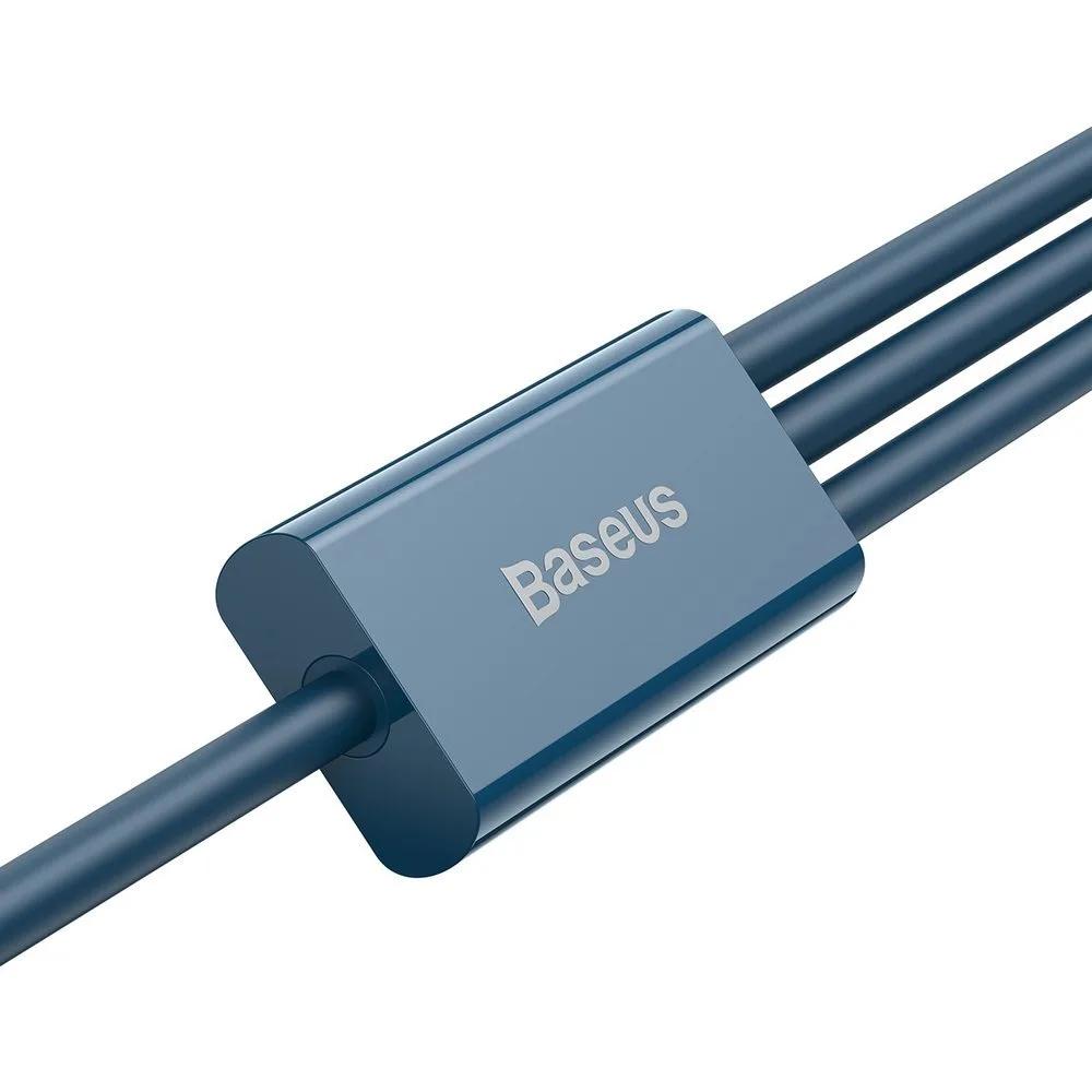 3w1 kabel przewód uniwersalny USB - Lightning / USB-C / micro USB 3.5A 1.5m niebieski 3
