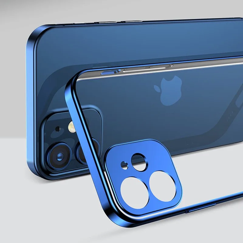Ultra cienkie przezroczyste etui z metaliczną ramką do iPhone 12 Pro Max złoty 10
