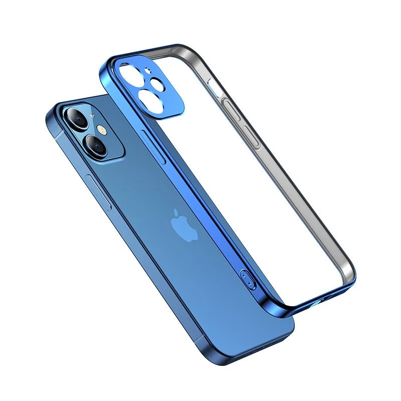 Ultra cienkie przezroczyste etui z metaliczną ramką do iPhone 12 Pro Max złoty 2
