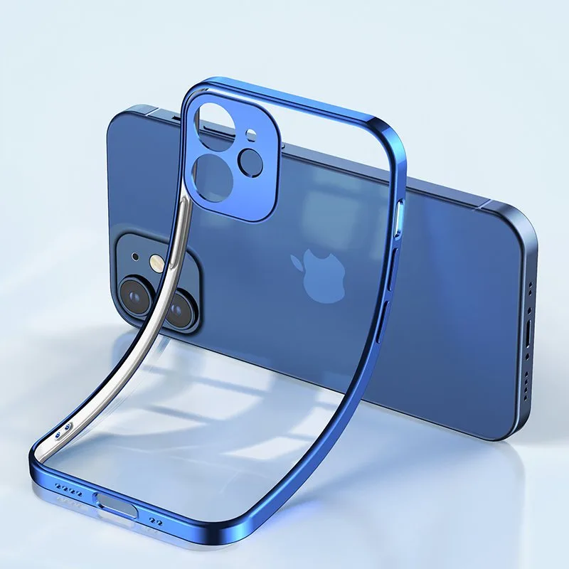 Ultra cienkie przezroczyste etui z metaliczną ramką do iPhone 12 Pro Max złoty 4