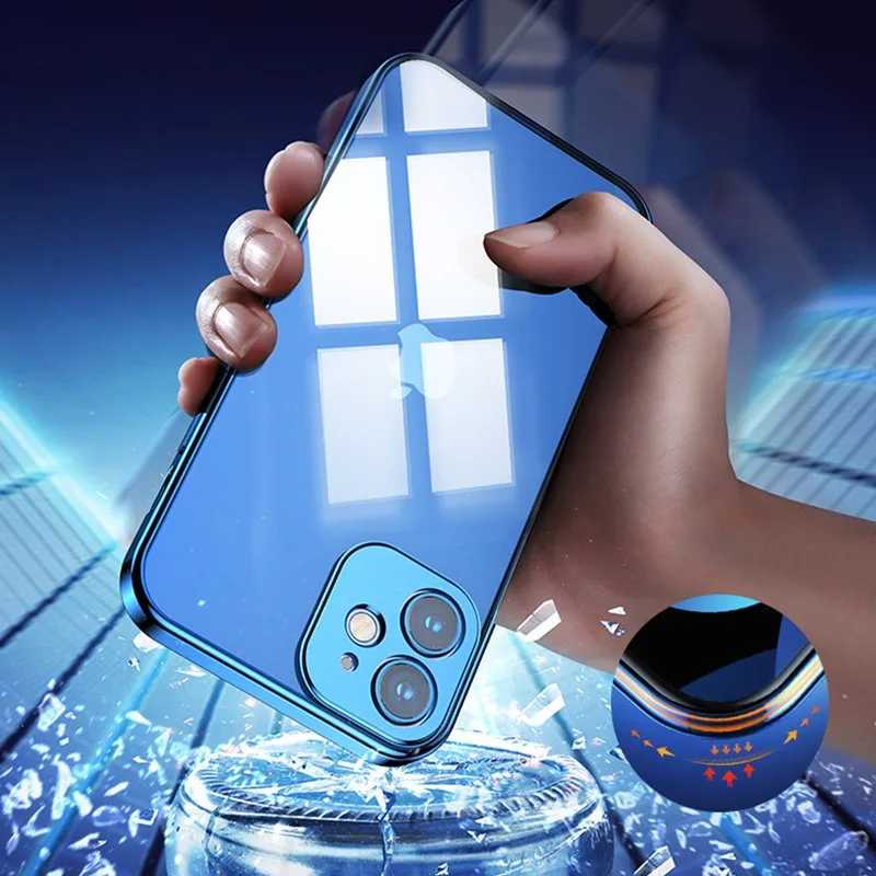 Ultra cienkie przezroczyste etui z metaliczną ramką do iPhone 12 Pro Max złoty 6