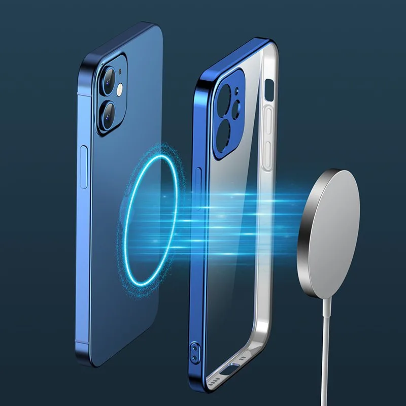Ultra cienkie przezroczyste etui z metaliczną ramką do iPhone 12 Pro Max złoty 8