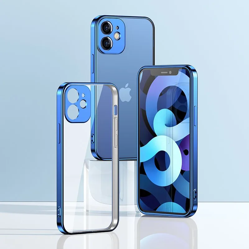 Ultra cienkie przezroczyste etui z metaliczną ramką do iPhone 12 Pro Max złoty 9