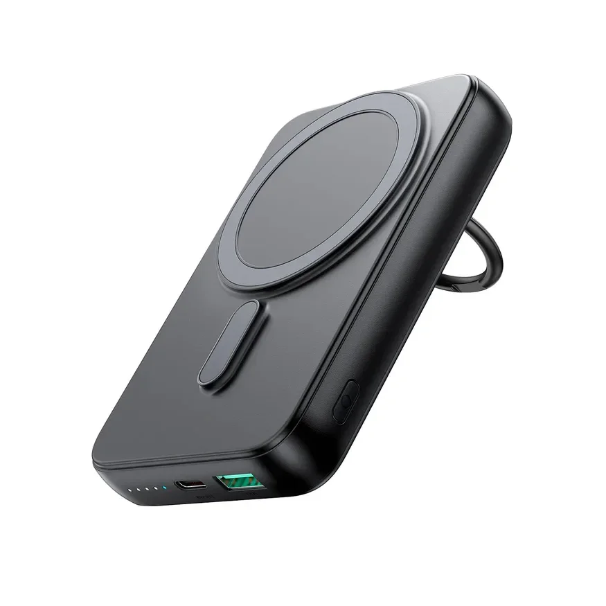 10000 mAh-s, 20 W-os MagSafe vezeték nélküli powerbank állvánnyal + USB-C kábellel, fekete