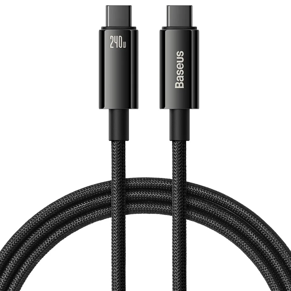 Opletený kábel USB-C 480 Mb/s 240 W Tungsten Gold 3 m čierny