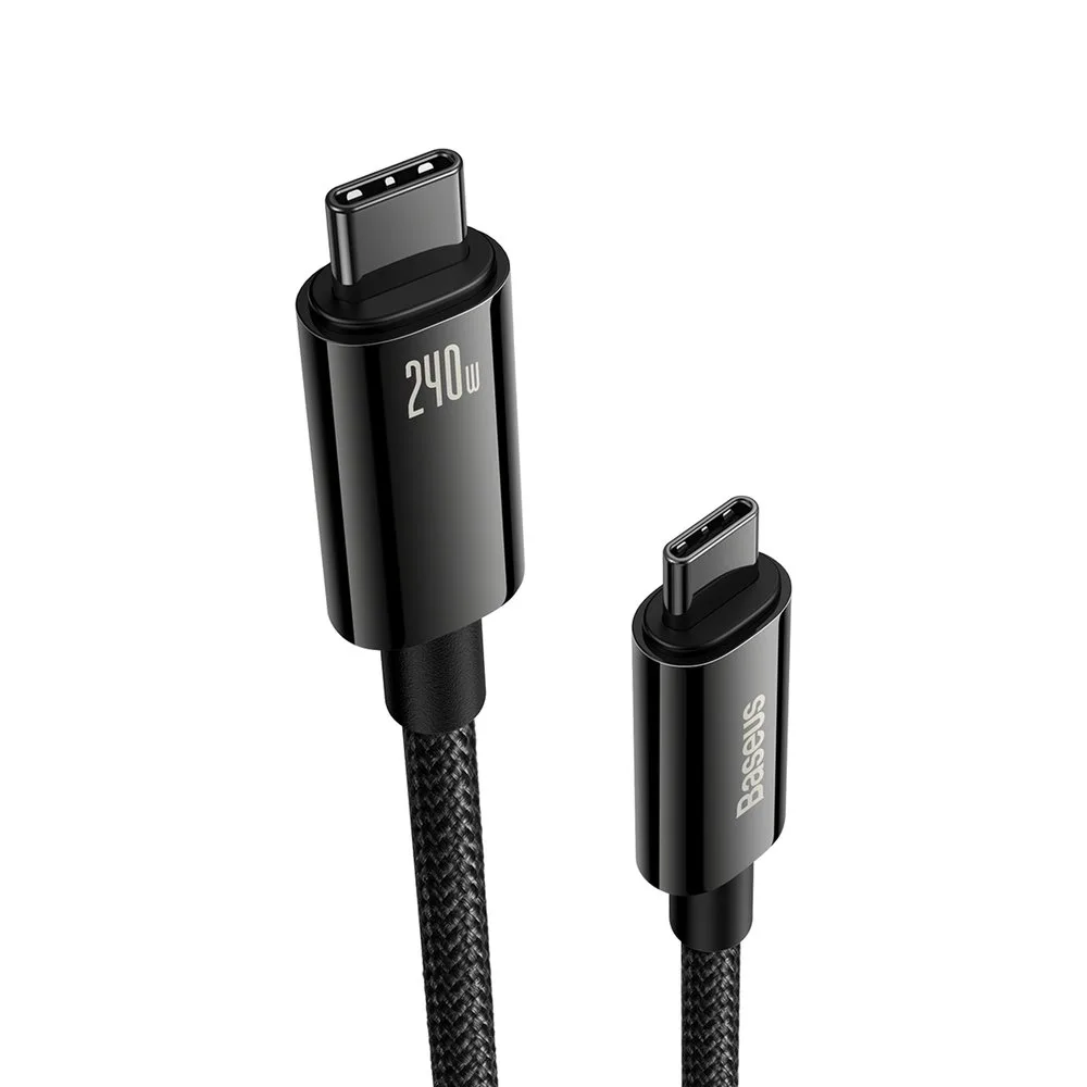 Opletený kábel USB-C 480 Mb/s 240 W Tungsten Gold 3 m čierny 2