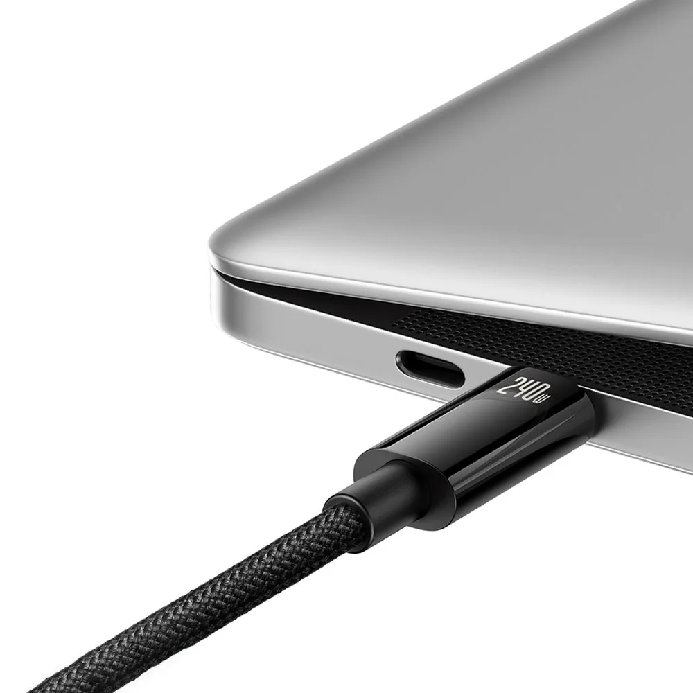 Opletený kábel USB-C 480 Mb/s 240 W Tungsten Gold 3 m čierny 3