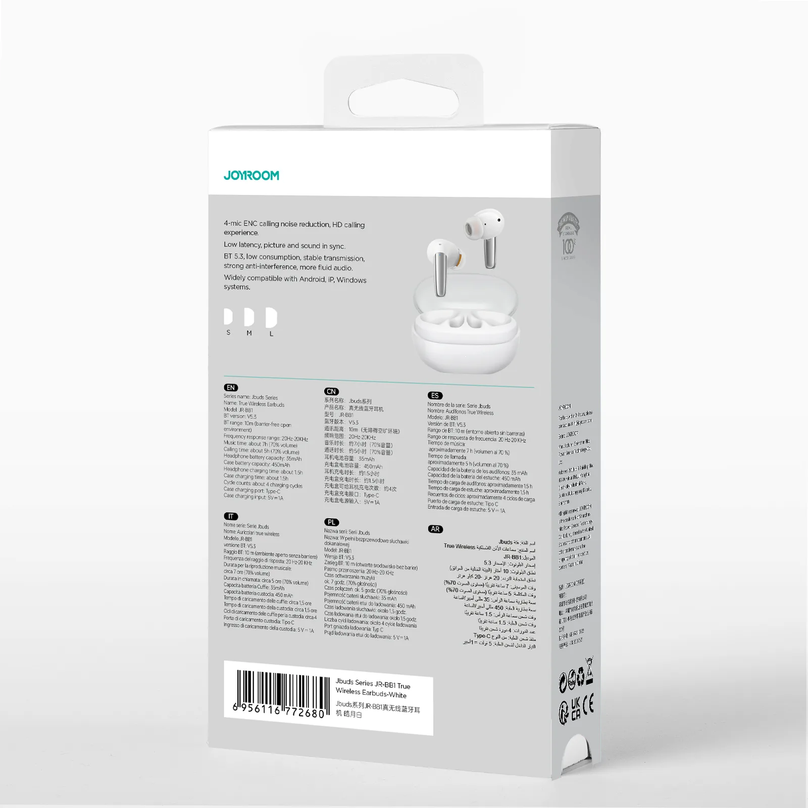 ENC Jbuds Series USB-C Wireless In-Ear Headphones, White 5