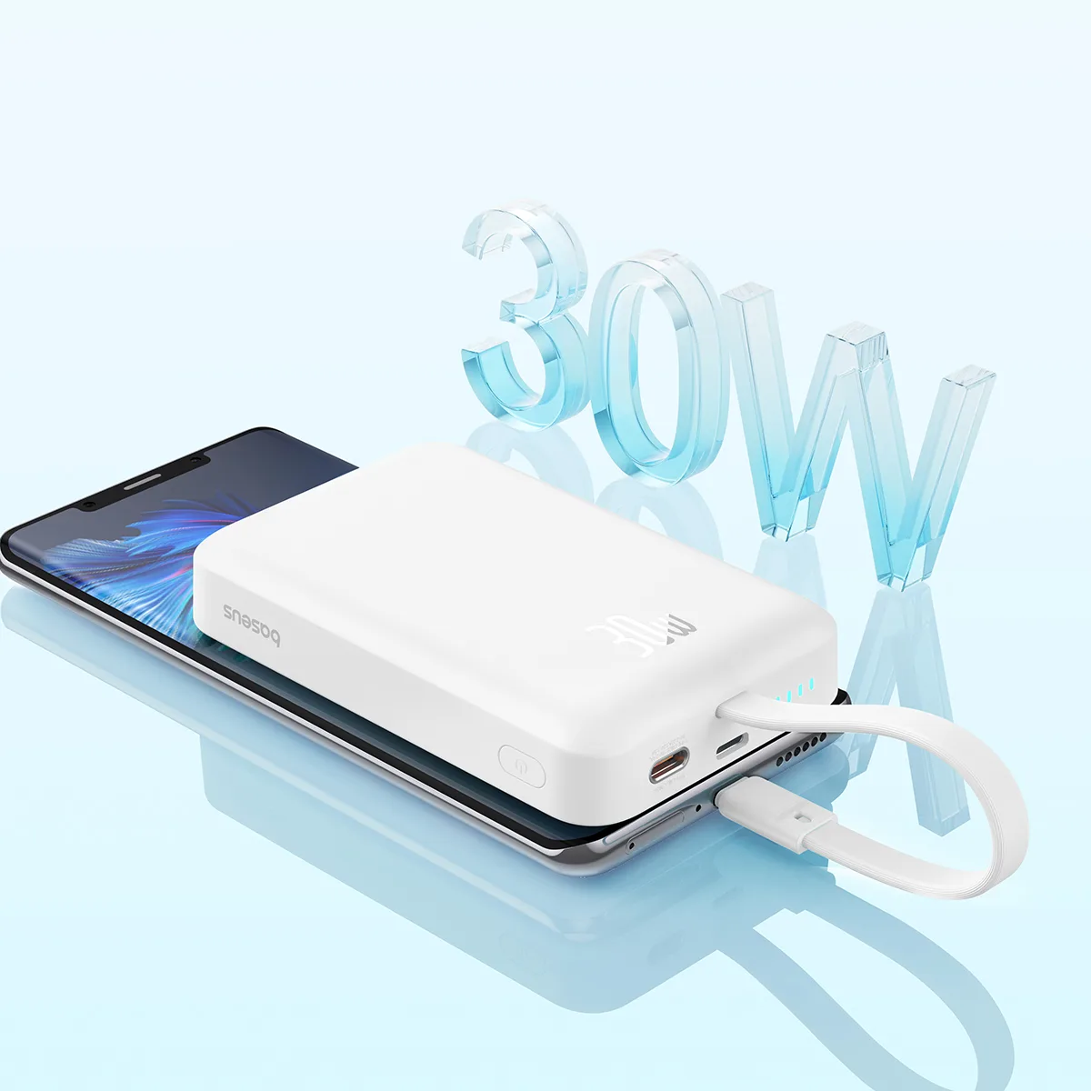 Mini MagSafe Power Bank 10000mAh 30W with 0.3m USB-C Cable, White 9