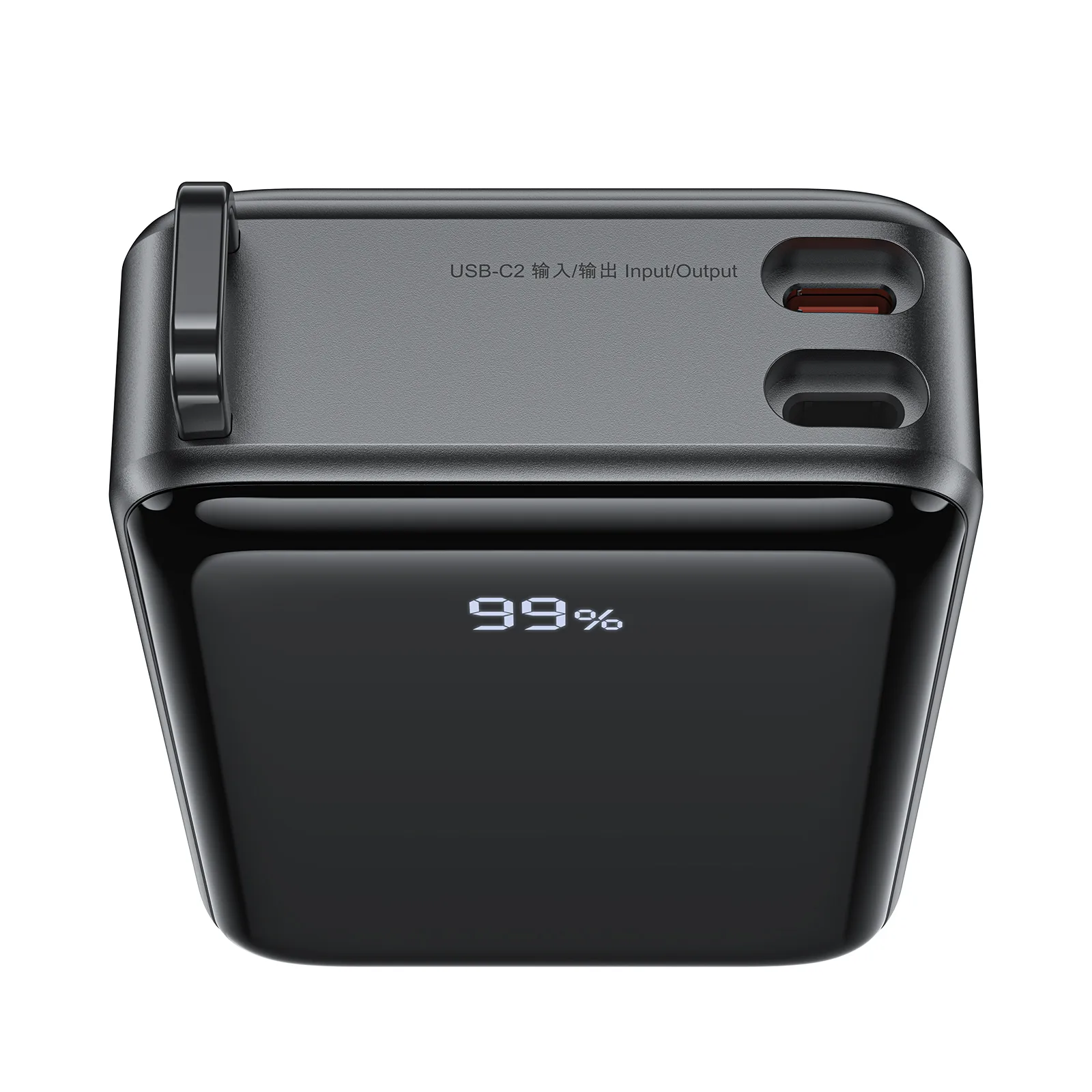 20000 mAh-s M4 PD 67 W-os power bank beépített USB-C kábellel, fekete