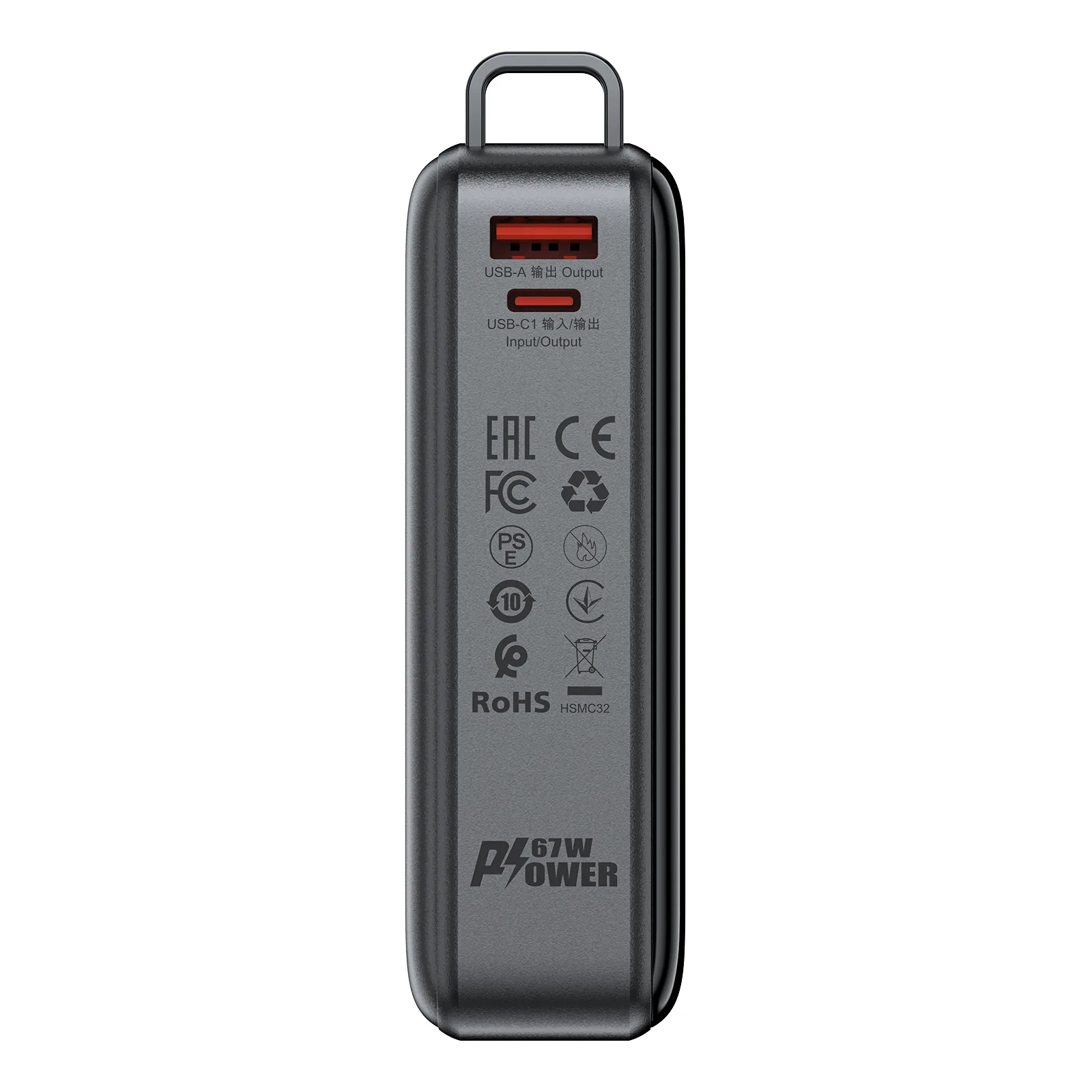 20000mAh M4 PD 67W Power Bank s ugrađenim USB-C kabelom, crna 5