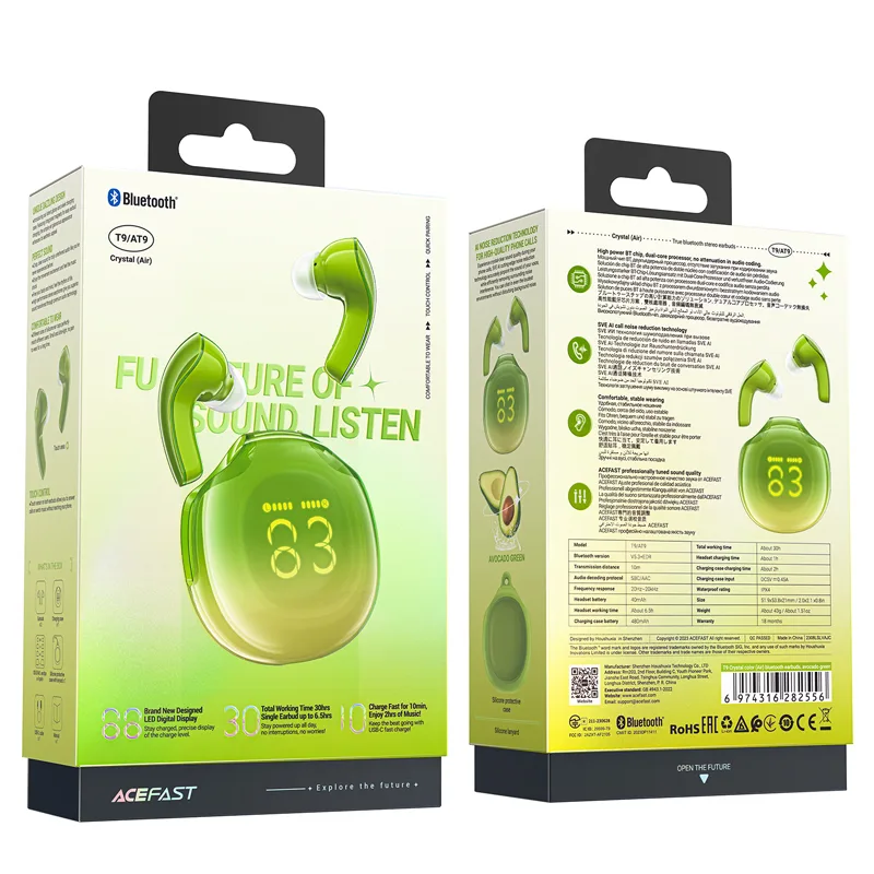 T9 Bluetooth 5.3 Wireless Earbuds USB-C Green 8