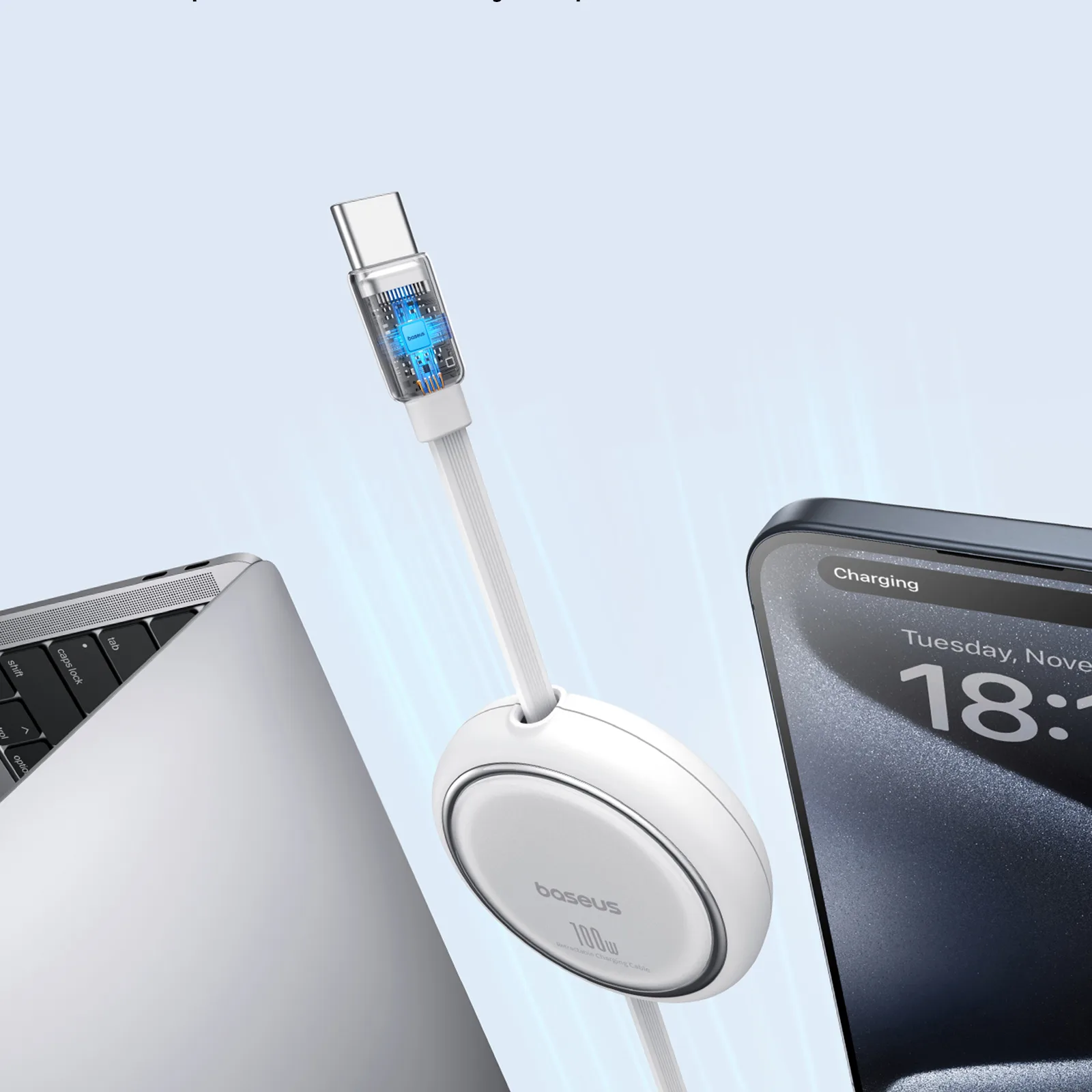 Free2Draw Mini 1m bijeli USB-C uvlačivi kabel 100W 4