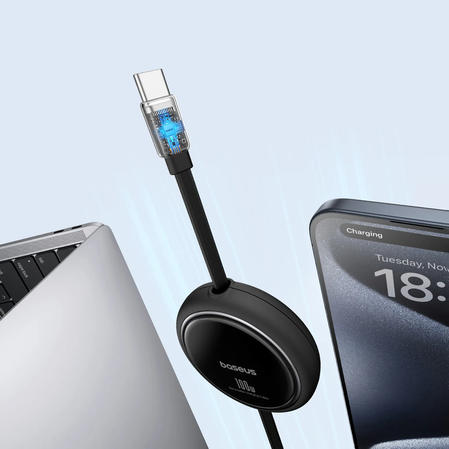 Free2Draw Mini 1 m schwarzes 100-W-USB-C-Einziehkabel 4