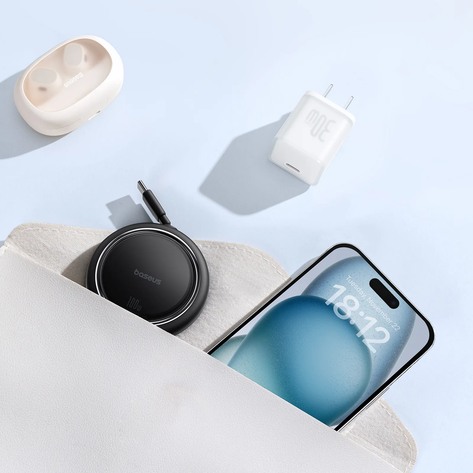 Free2Draw Mini 1 m schwarzes 100-W-USB-C-Einziehkabel 7