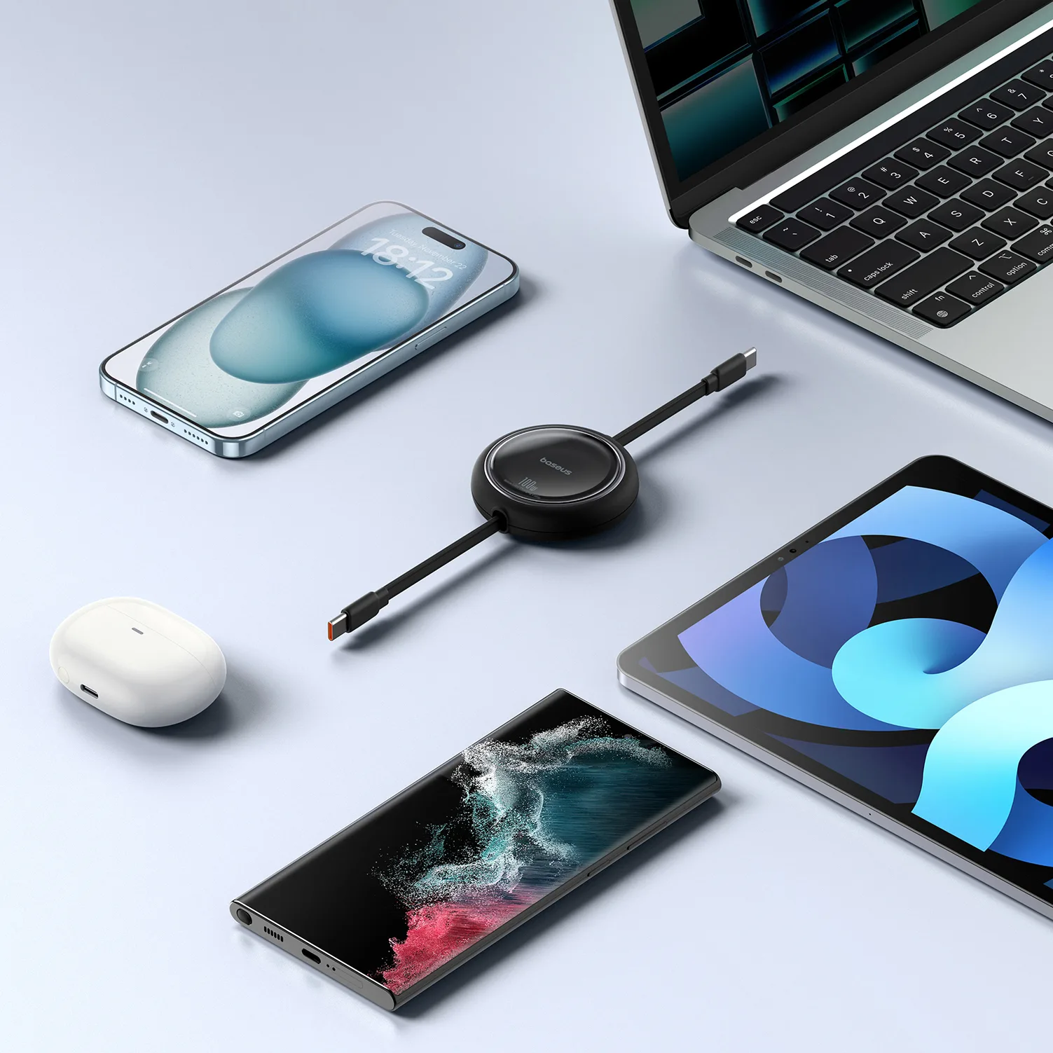 Free2Draw Mini 1 m schwarzes 100-W-USB-C-Einziehkabel 8