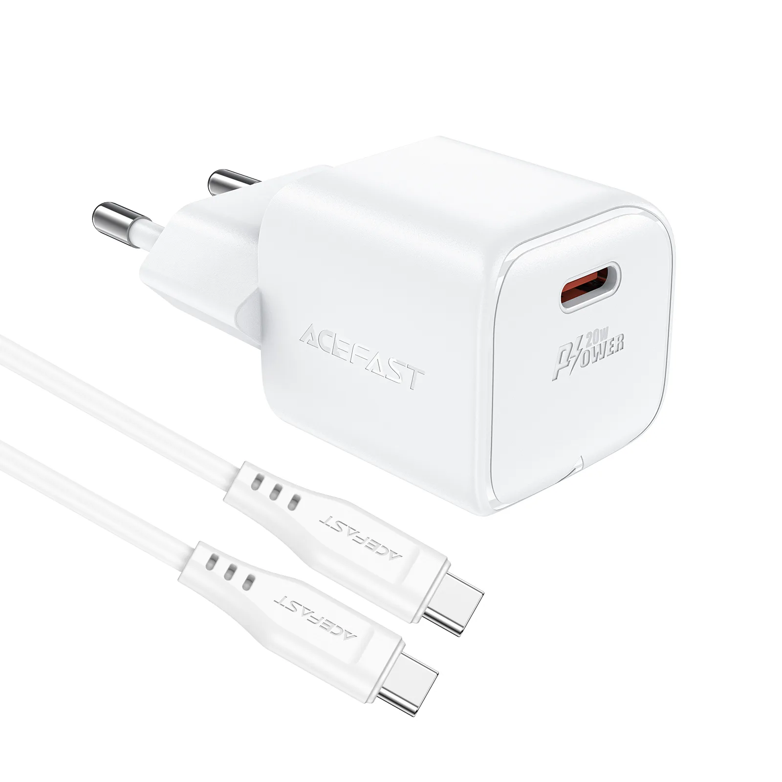 Mini 20W GaN PD zidni punjač + USB-C kabel, bijela 4